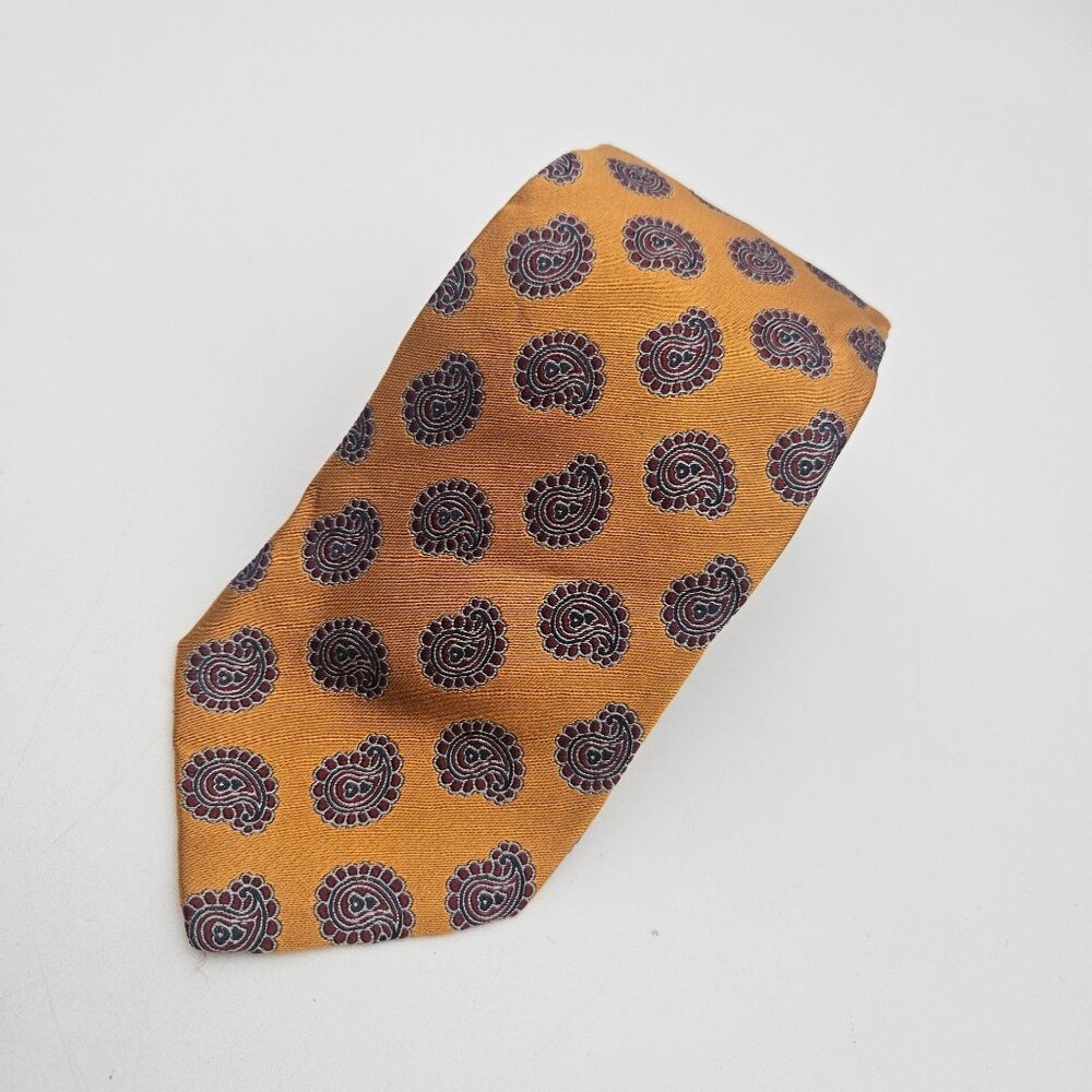 Holland and Sherry Blue Gold Burgundy Paisley Silk Tie